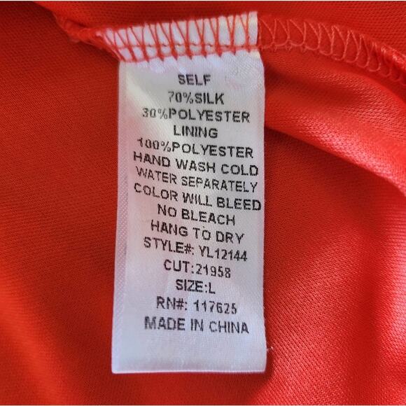 YA LOS ANGELES Coral Orange Silk Blend High-Neck Lined Mini Dress Womens Large L - Picture 5 of 12